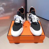 Hermès Burgundy Chunky Platform Sneakers - Side Profile View