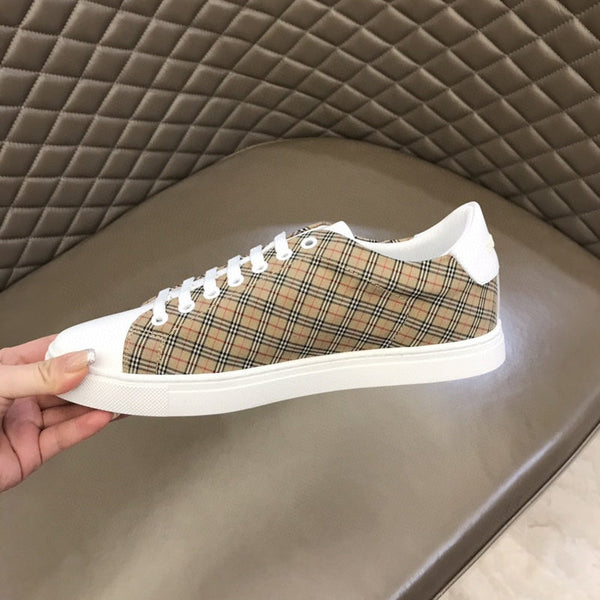 Burberry Camel Combat Boots - Angled View