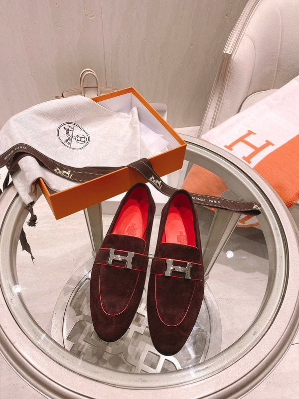 Hermès Grey Bow-Detail Flats - Lifestyle Styling Shot