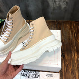 Alexander McQueen Beige Pointed-Toe Stiletto Heels - Angled View