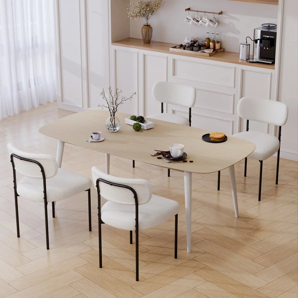 Boucle Dining Chairs Set of 4 Modern Upholstered Kitchen Dining Room Chairs