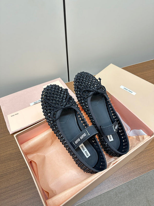 Close-up of Miu Miu shoes craftsmanship