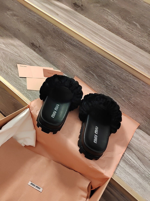 Close-up of Miu Miu shoes craftsmanship