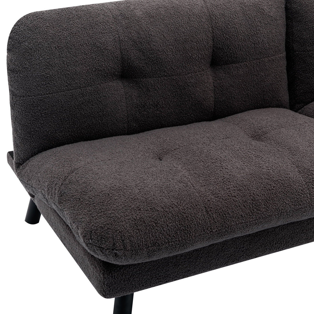 Camden Cozy Futon, Charcoal Boucle Fabric