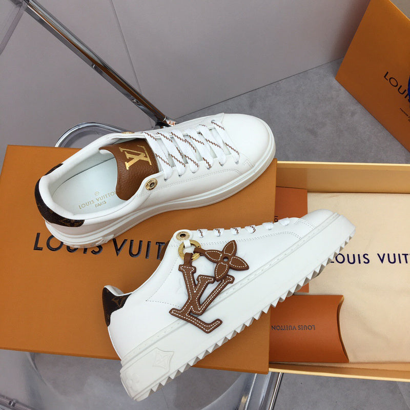 Louis Vuitton White High-Top Sneakers - Front View