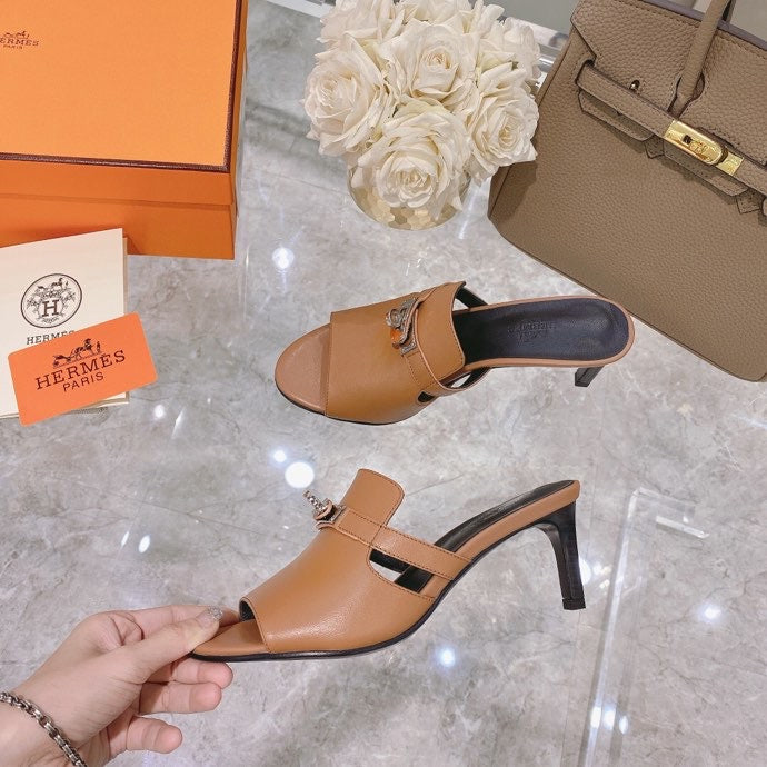 Hermès Nude Ankle Strap Heels - Back View