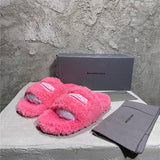 Balenciaga Beige Slide Sandals - Front View