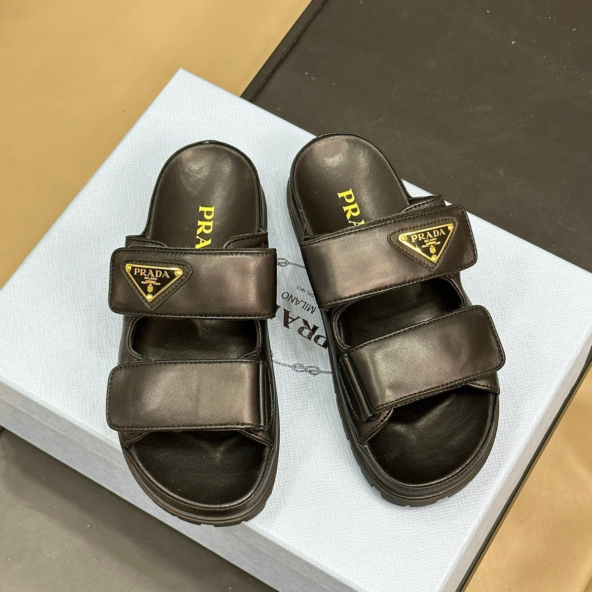 Shoes- Pd Nappa Leather Slides Premium Designer Casual Shoes