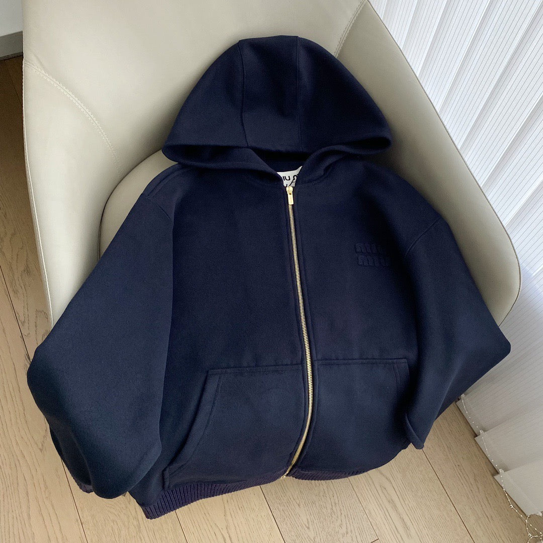 Hoodies- Miu M Zip Hoodie Premium Designer Casual Hoodie