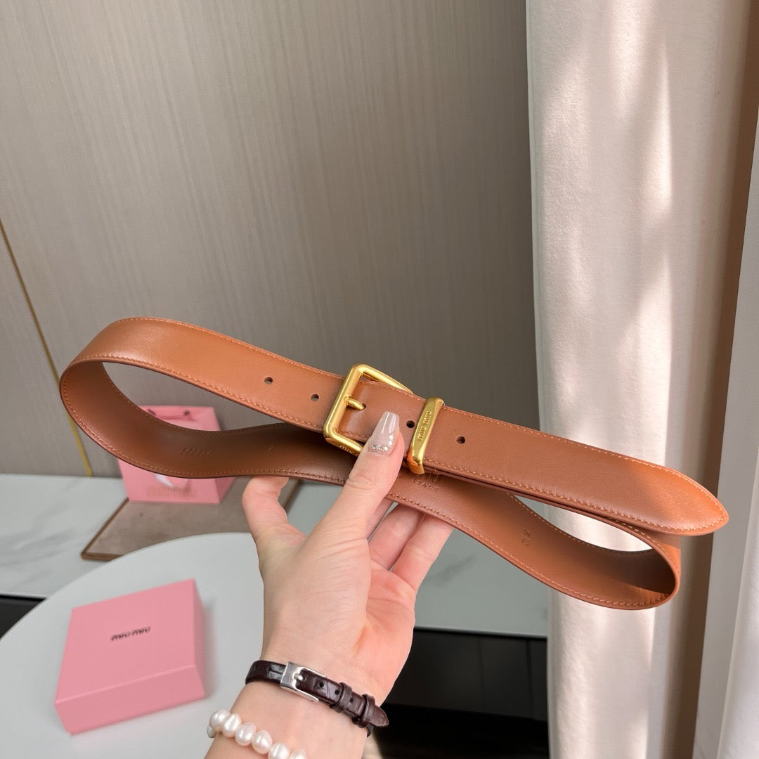 Belts- Miu M Belt 3.5 Cm Classic Everyday Designer Belt