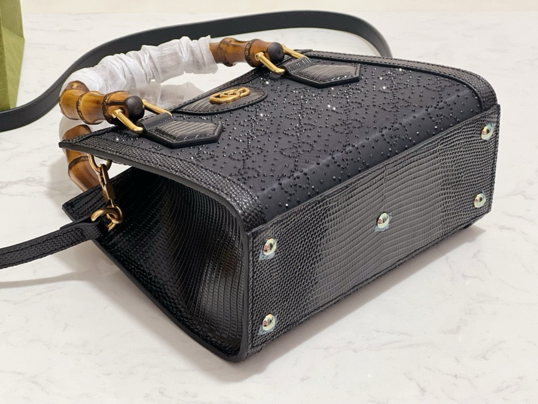 Gucci Bags- Gucci Diana Crystals Small Tote Bag Luxury Designer Leather Handbag