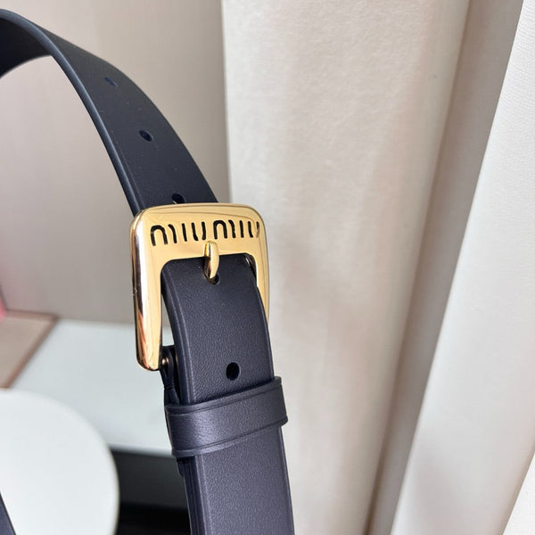 Belts- Miu M Belt 3 Cm Premium Leather Designer Belt