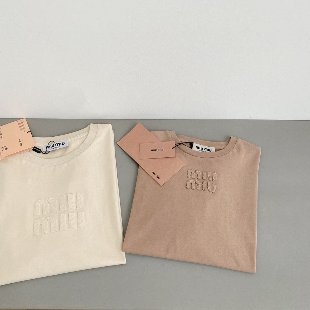 T-Shirts- Miu M Long Tee Casual Everyday Designer Tee