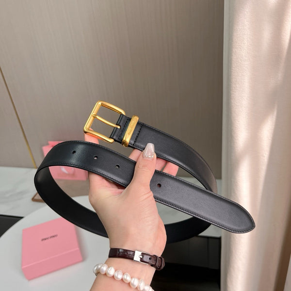 Belts- Miu M Belt 3.5 Cm Classic Everyday Designer Belt