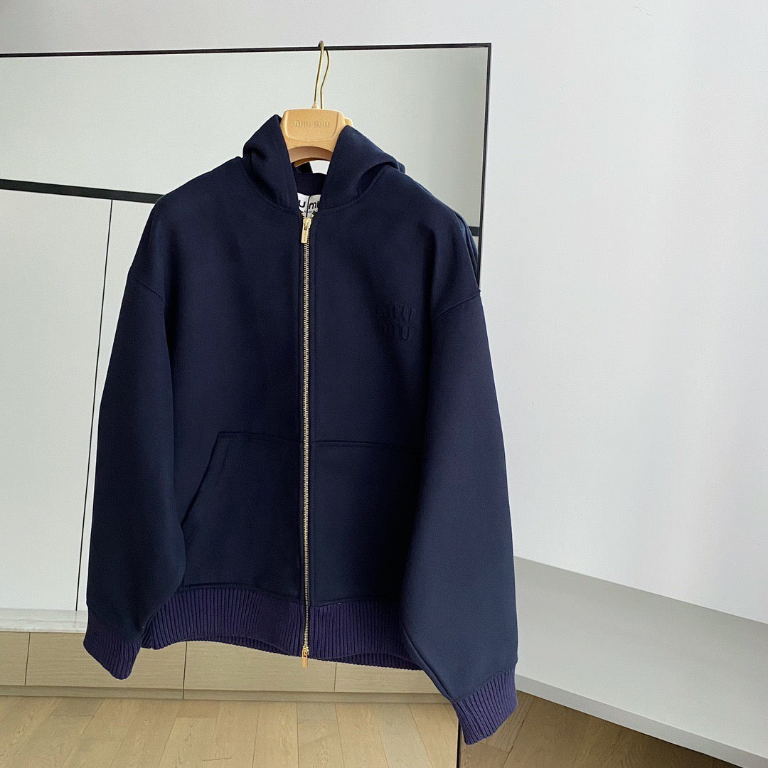 Hoodies- Miu M Zip Hoodie Premium Designer Casual Hoodie