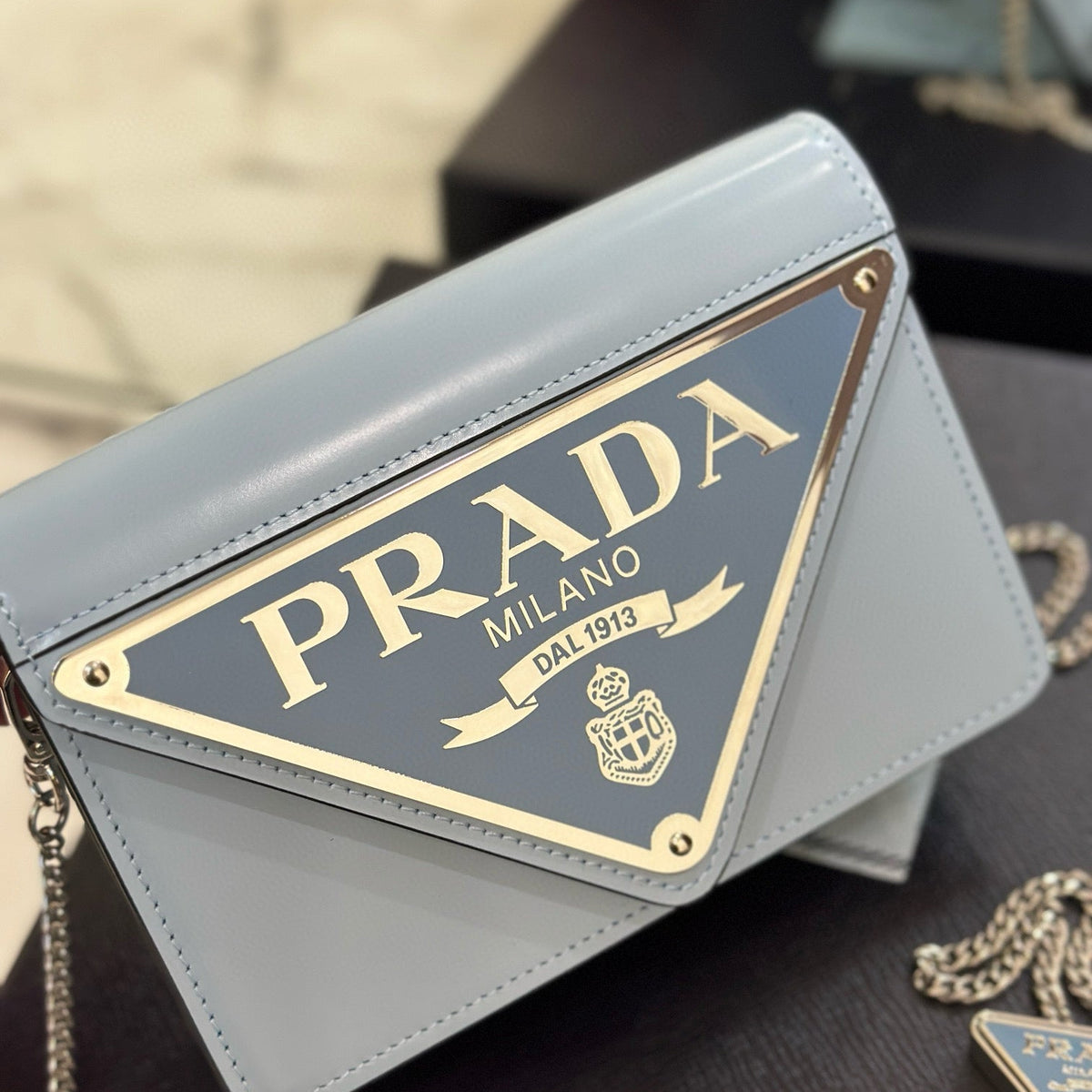 Bags- Pd Triangle Logo Buffed Shoulder Bag Luxury Designer Leather Handbag