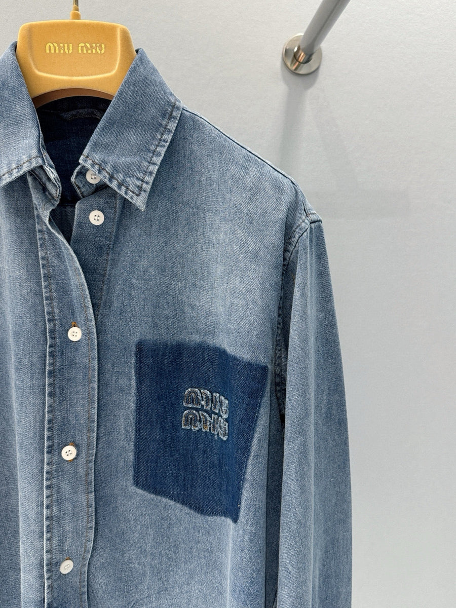 Tops- Miu M Denim Shirt Premium Designer Casual Top