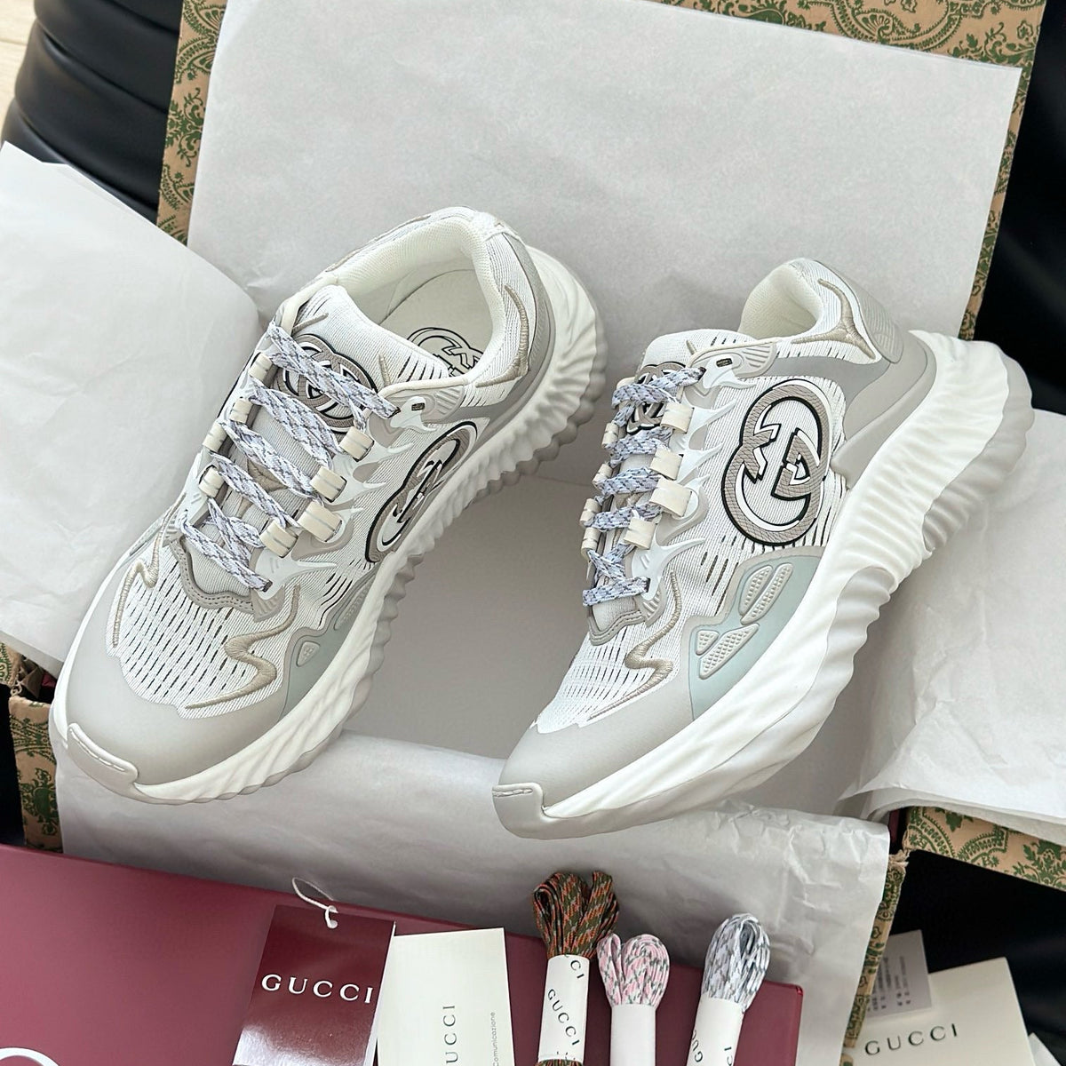 Gucci Shoes- Gucci Ripple Trainers Premium Designer Casual Shoes