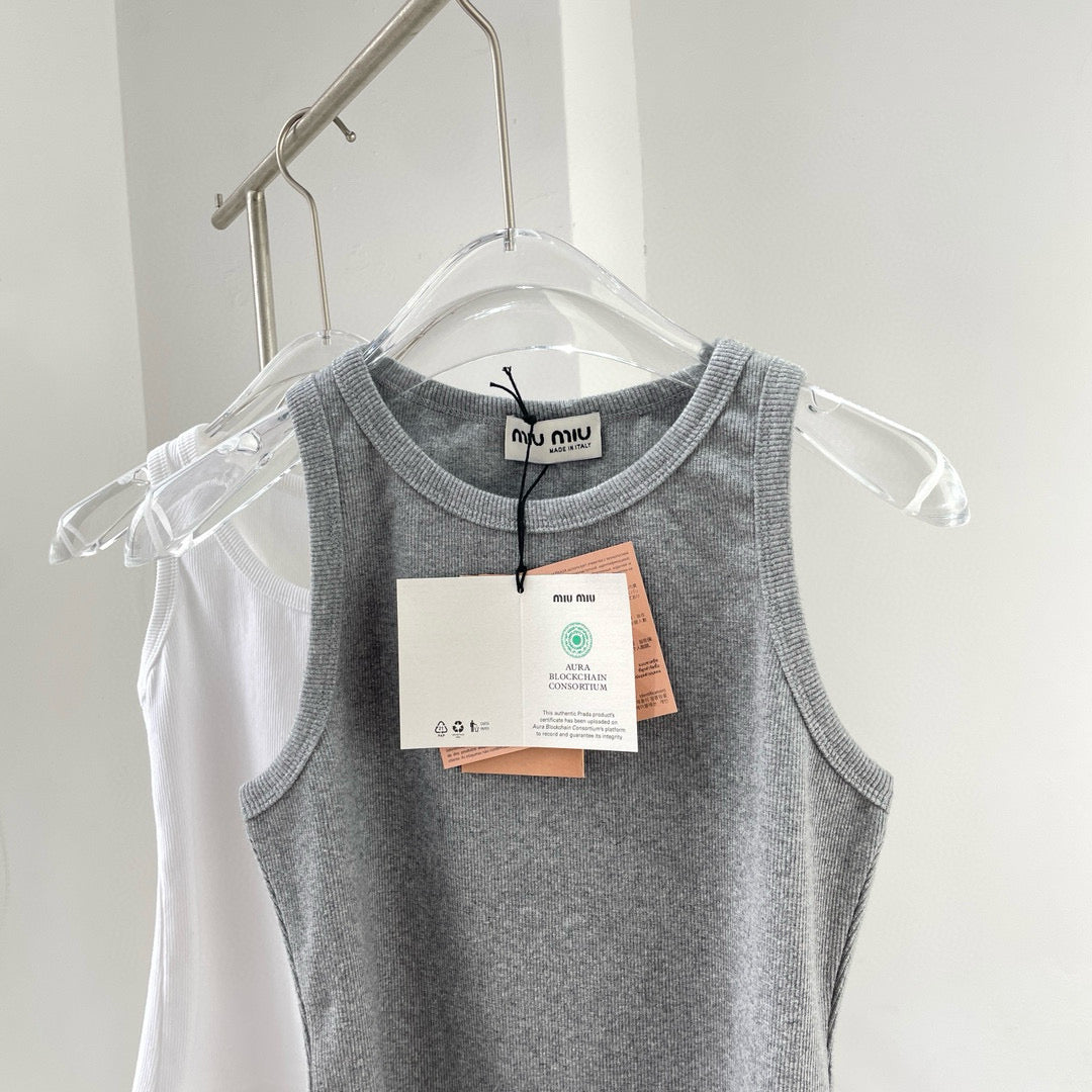 Tops- Miu M Tank Top Elegant Everyday Designer Top