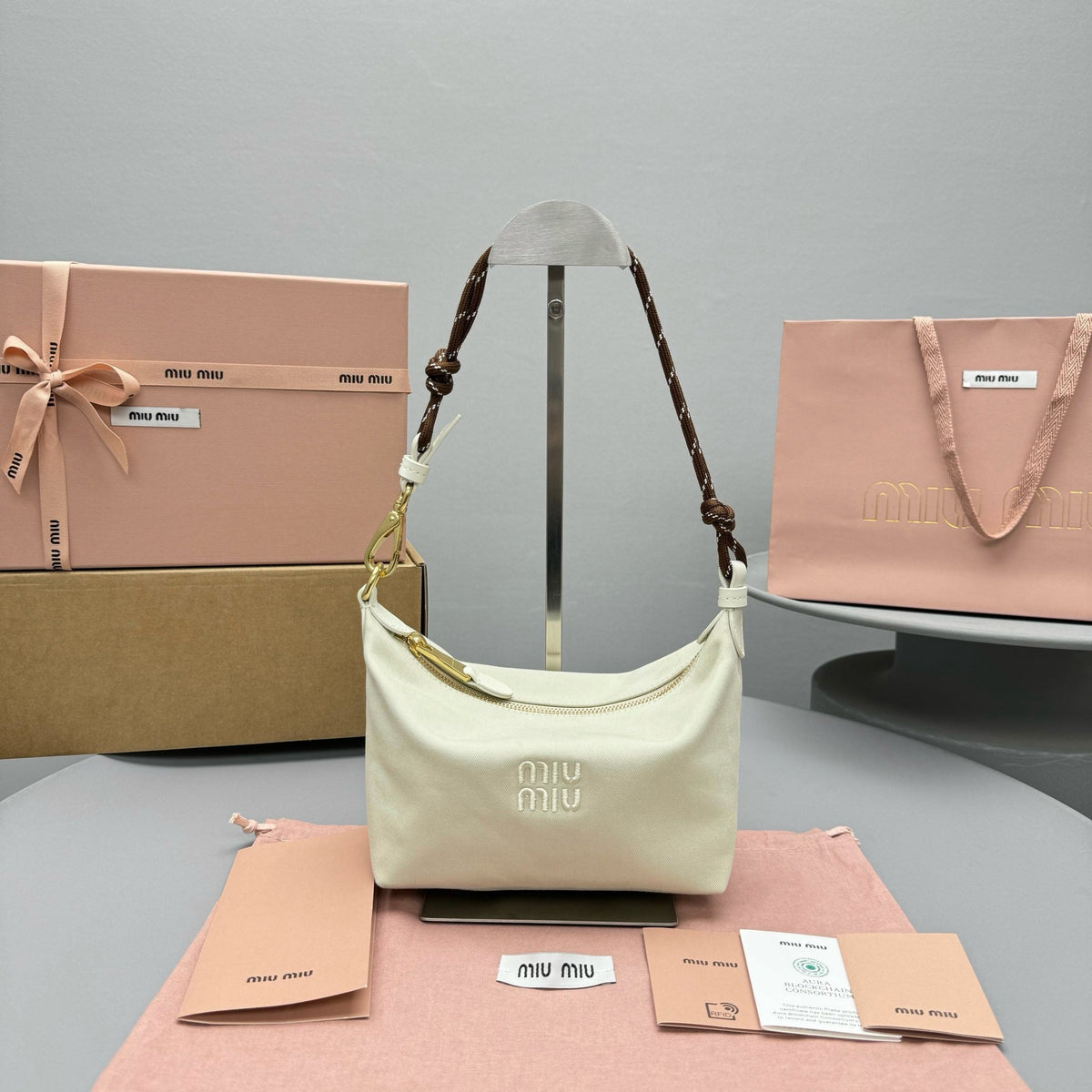 Bags- Miu M Gabardine Pouch Luxury Designer Leather Handbag