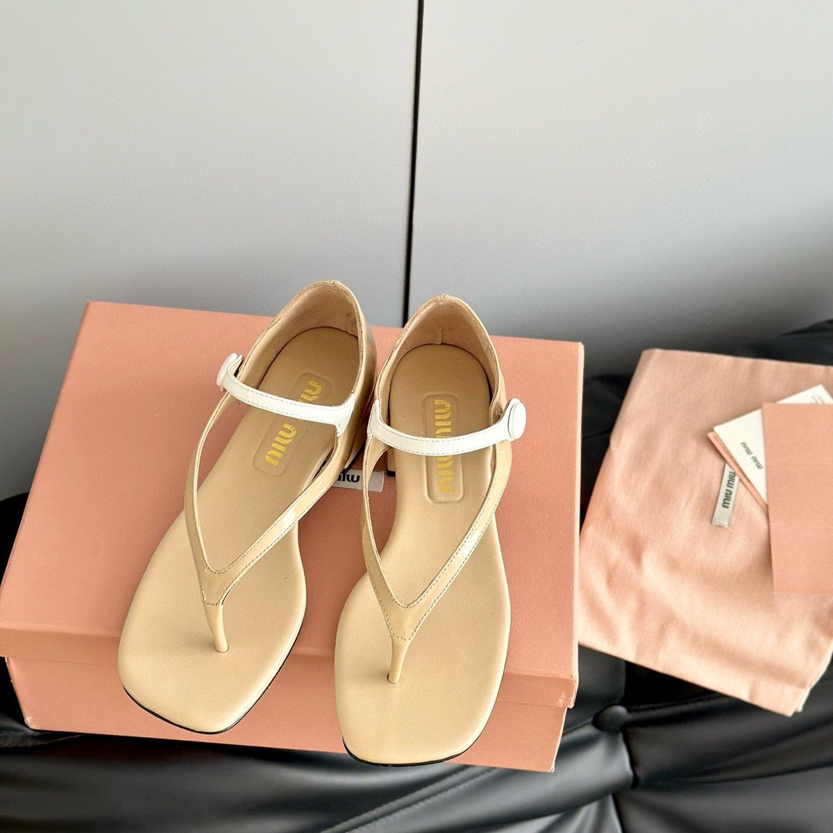 Shoes- Miu M Thong Sandals Premium Designer Casual Shoes