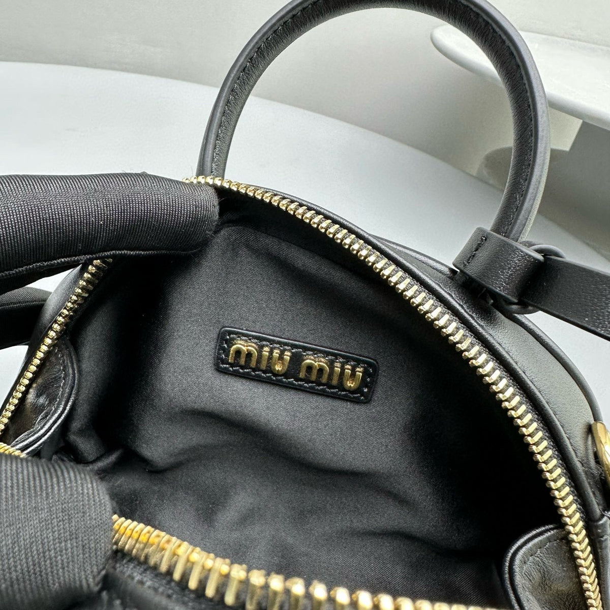 Bags- Miu M Leather Top Handle Bag Luxury Designer Leather Handbag