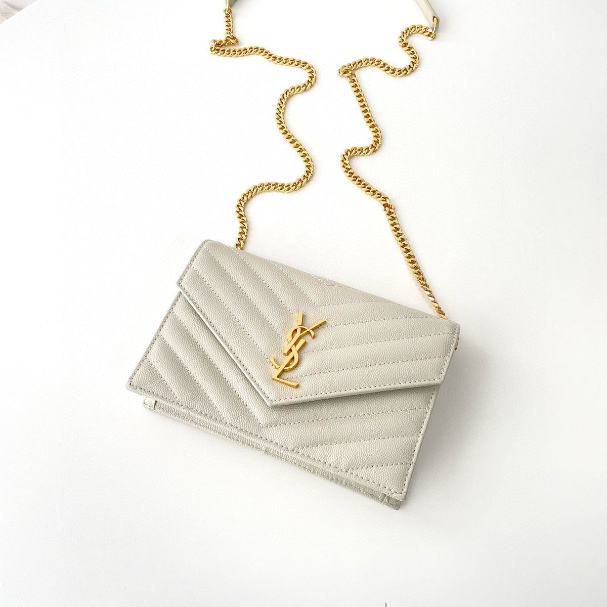 Saint Laurent Wallets- Saint Laurent Cassandre Envelope Wallet On Chain Compact Luxury Card Wallet