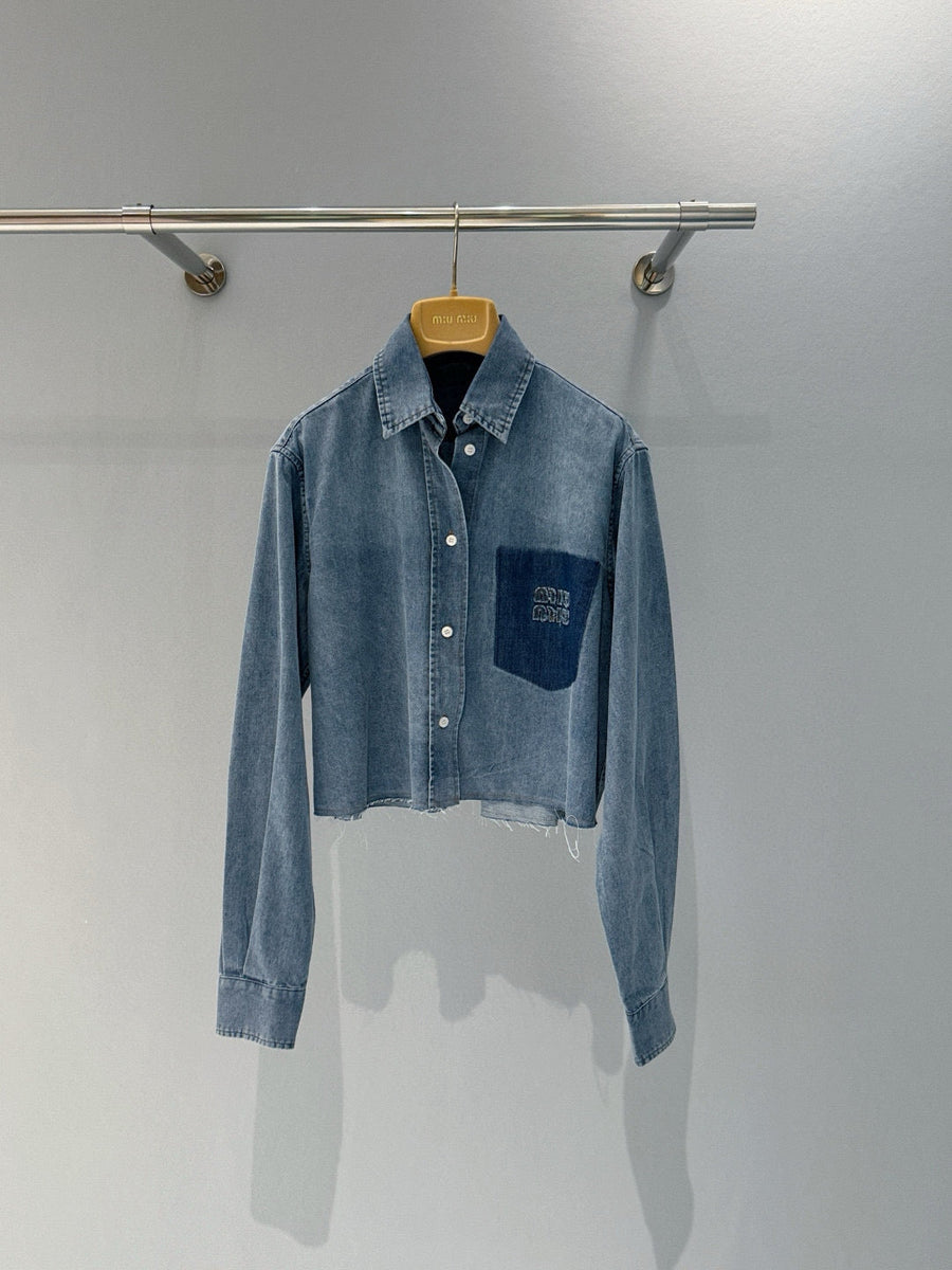 Tops- Miu M Denim Shirt Premium Designer Casual Top