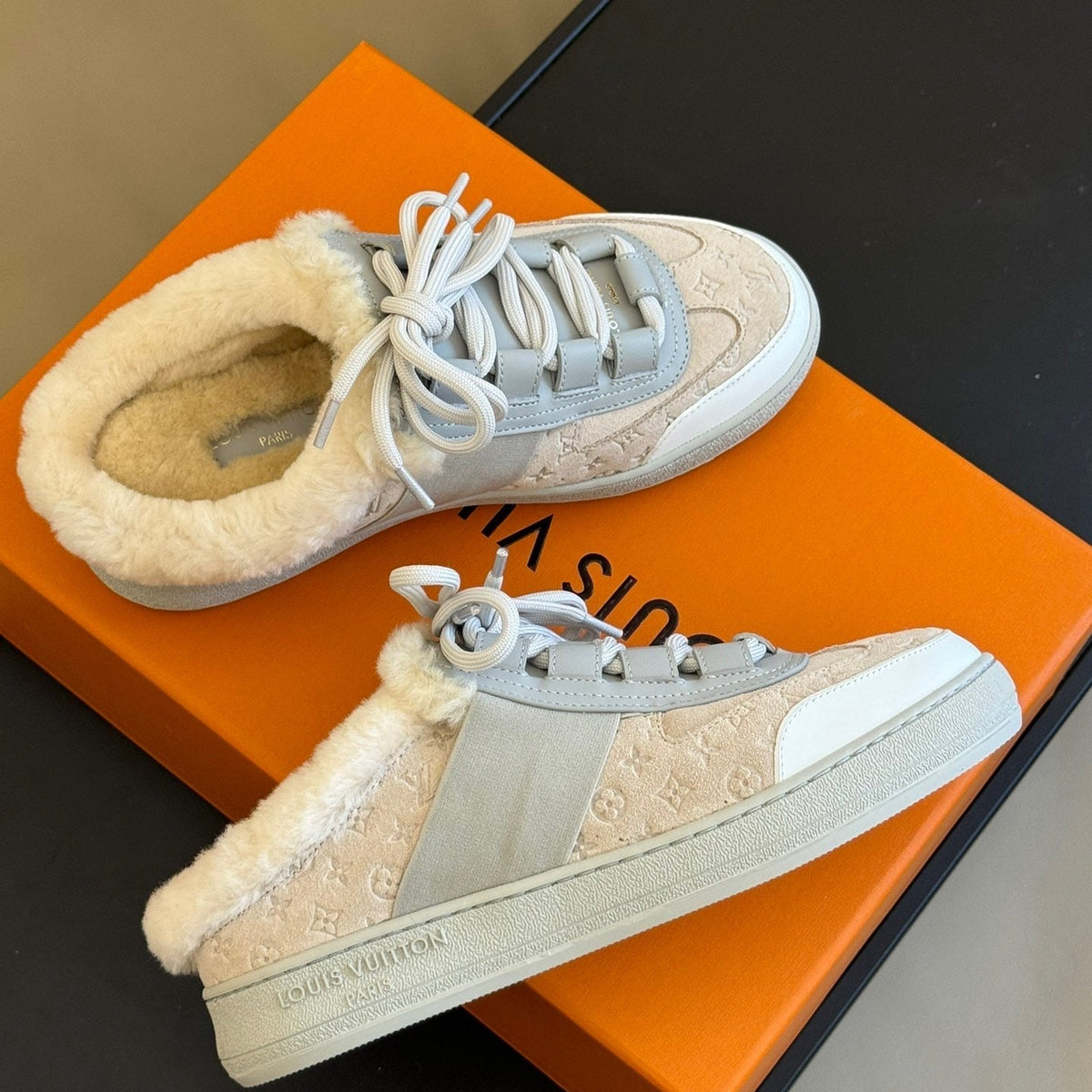 Louis Vuitton Shoes- Louis Vuitton Lou Open Back Sneakers Premium Designer Casual Shoes