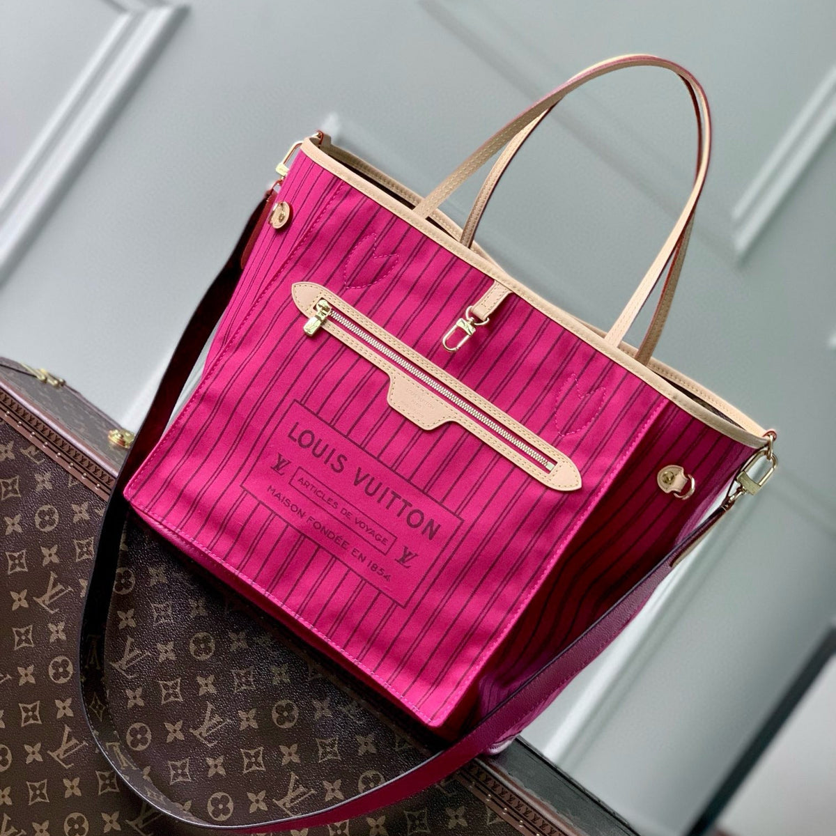 Louis Vuitton Bags- Louis Vuitton Lou Neverfull Inside Out Mm Tote Bag Elegant Everyday Designer Handbag