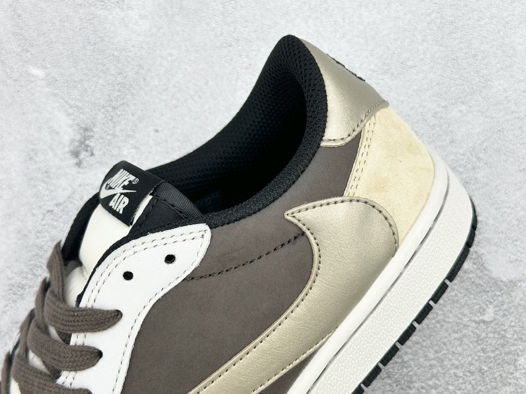 Jordan Shoes- Jordan Travis S x Jordan 1 Low Reverse Mocha Premium Designer Casual Shoes