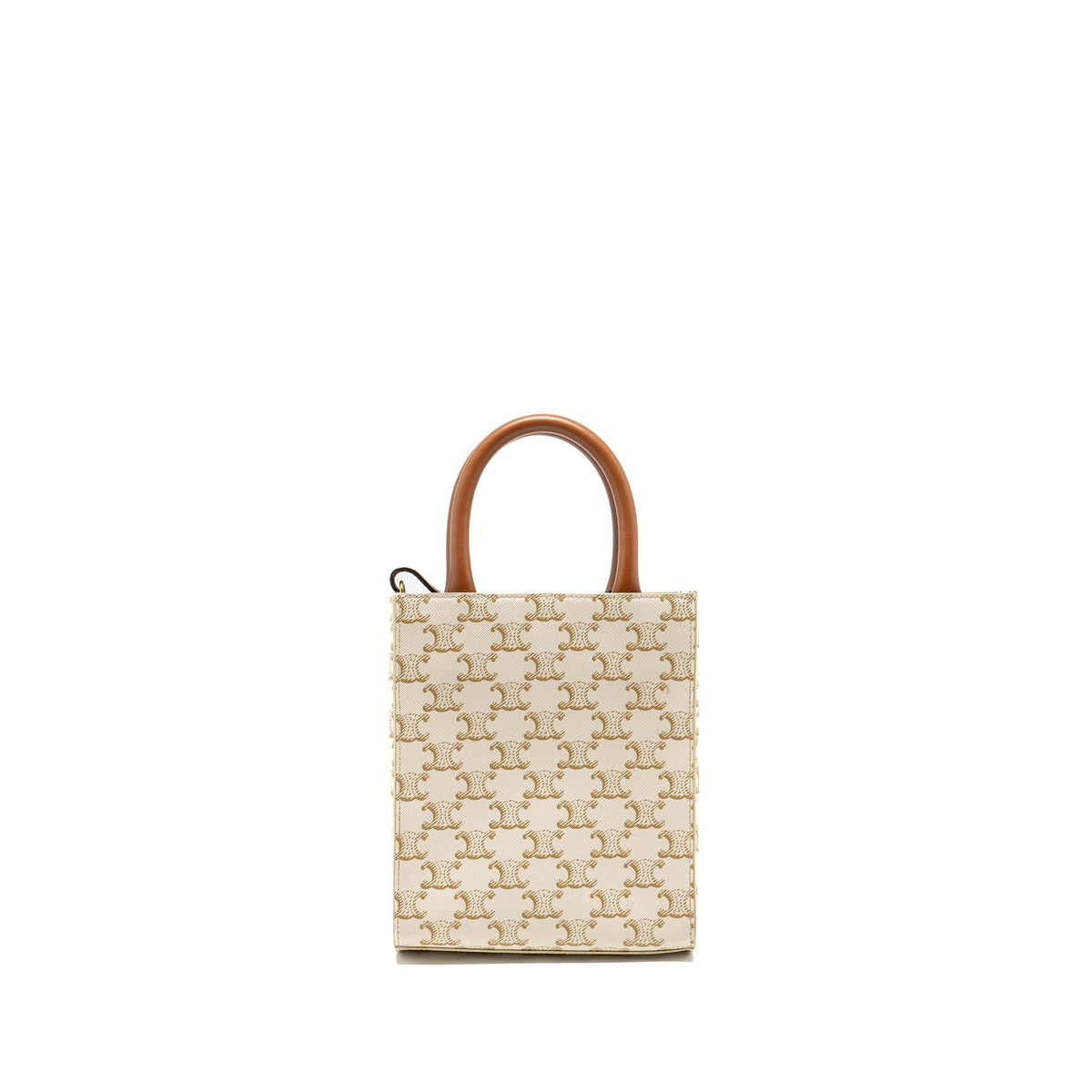 Celine Bags? Celine Mini Vertical Cabas Triomphe Canvas Calfskin WHITE GHW Elegant Everyday Designer Handbag