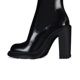 Close-up of Alexander McQueen boots & booties hardware and fine stitching