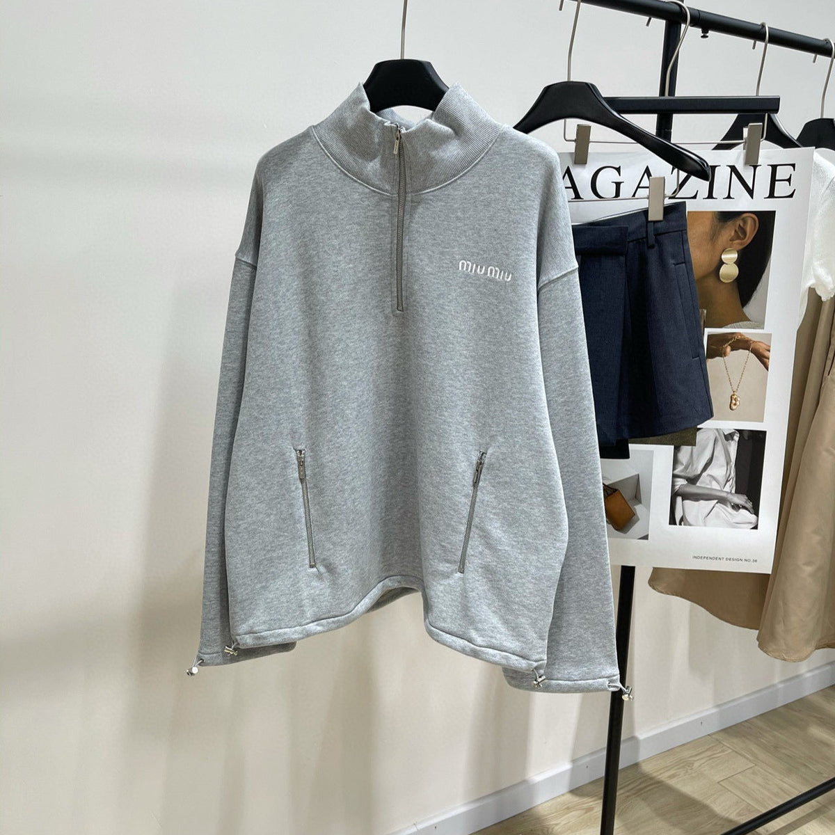 Hoodies- Miu M Zip Sweatshirt Premium Designer Casual Hoodie