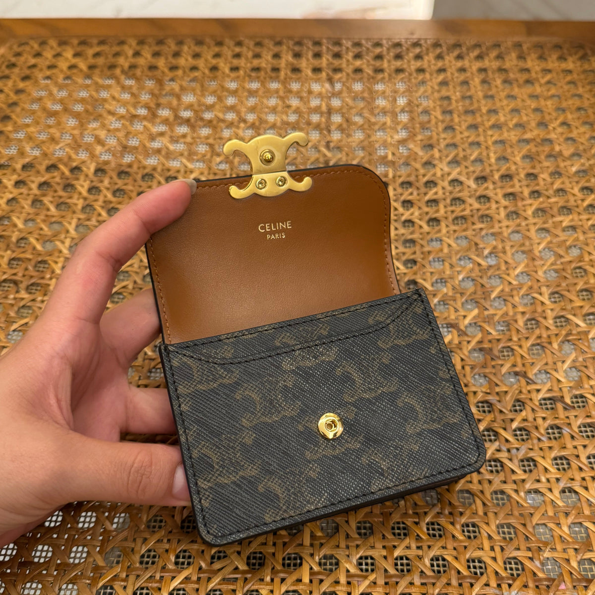 Wallets- Cel Business Card Holder Triomphe Compact Luxury Card Wallet