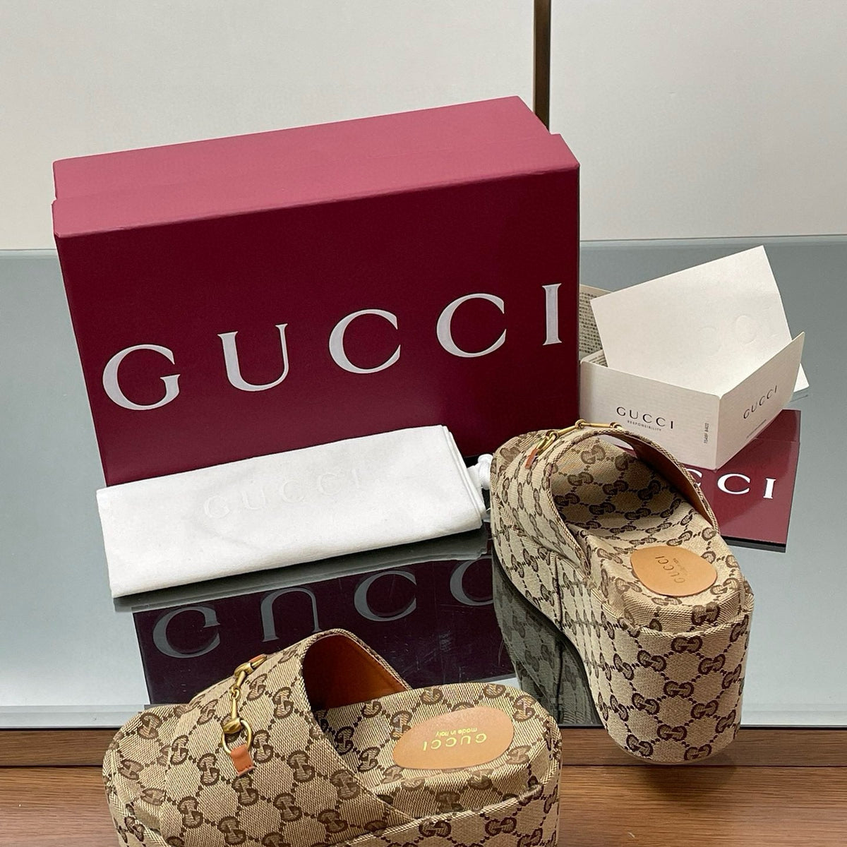 Gucci Shoes- Gucci Wedge Sandals Premium Designer Casual Shoes