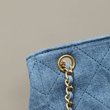 Chanel 25 Denim Backpack detail shot – authentic designer craftsmanship