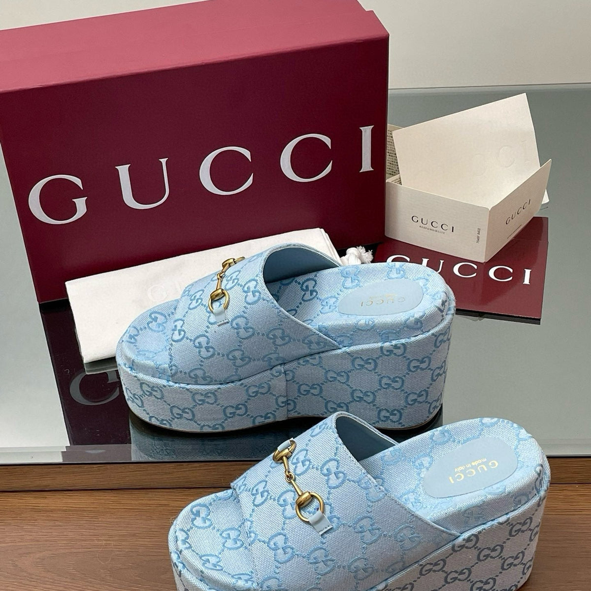 Gucci Shoes- Gucci Wedge Sandals Premium Designer Casual Shoes
