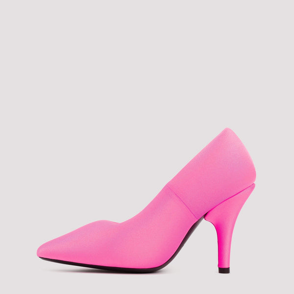 Close-up of Balenciaga pumps hardware and fine stitching