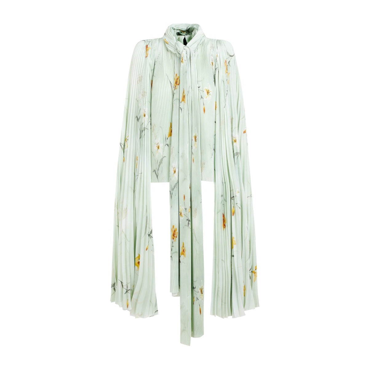 Balenciaga Tops? BALENCIAGA Chic Pleated Blouse with Padded Shoulders Elegant Everyday Designer Top