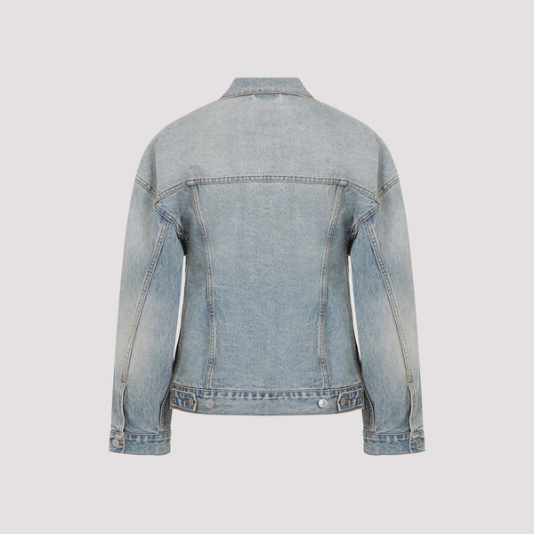 Close-up of Balenciaga jacket hardware and fine stitching