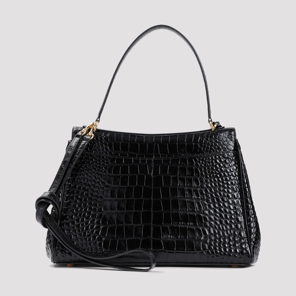 Close-up of Balenciaga handbag hardware and fine stitching