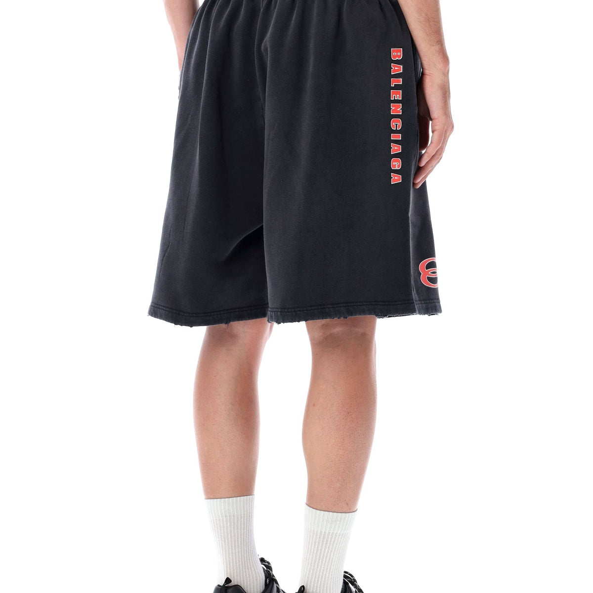 Balenciaga Shorts- BALENCIAGA Logo Print Sweatshorts - Loose Fit (Large) Everyday Lightweight Designer Shorts