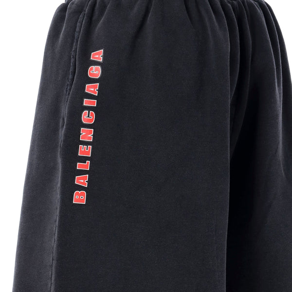 Balenciaga Shorts- BALENCIAGA Logo Print Sweatshorts - Loose Fit (Large) Everyday Lightweight Designer Shorts