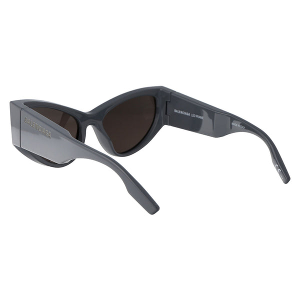 Close-up of Balenciaga sunglasses hardware and fine stitching