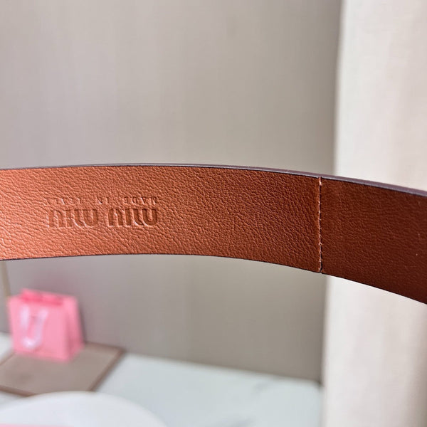 Belts- Miu M Belt 3 Cm Premium Leather Designer Belt