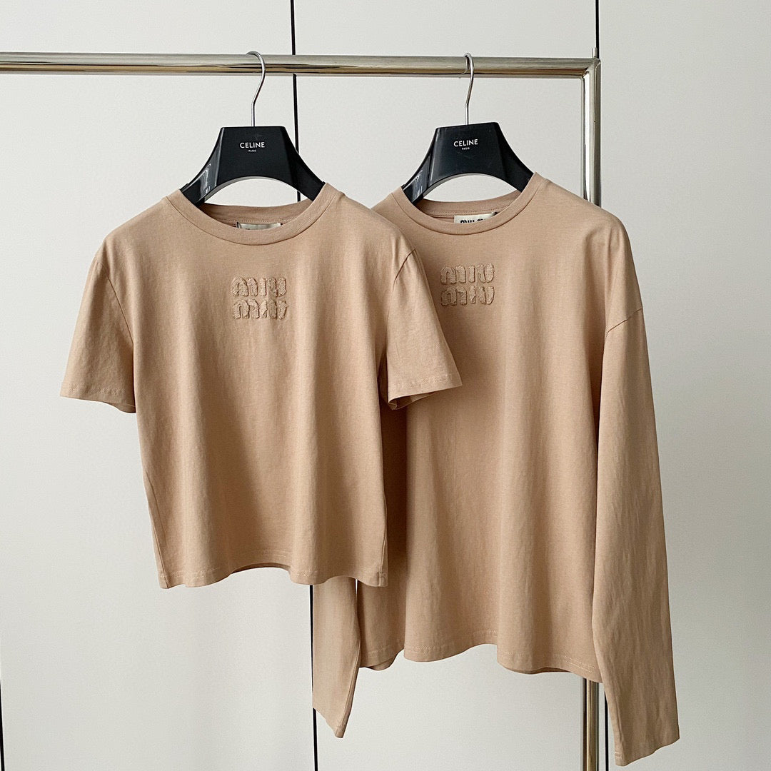 T-Shirts- Miu M T-shirt Casual Everyday Designer Tee