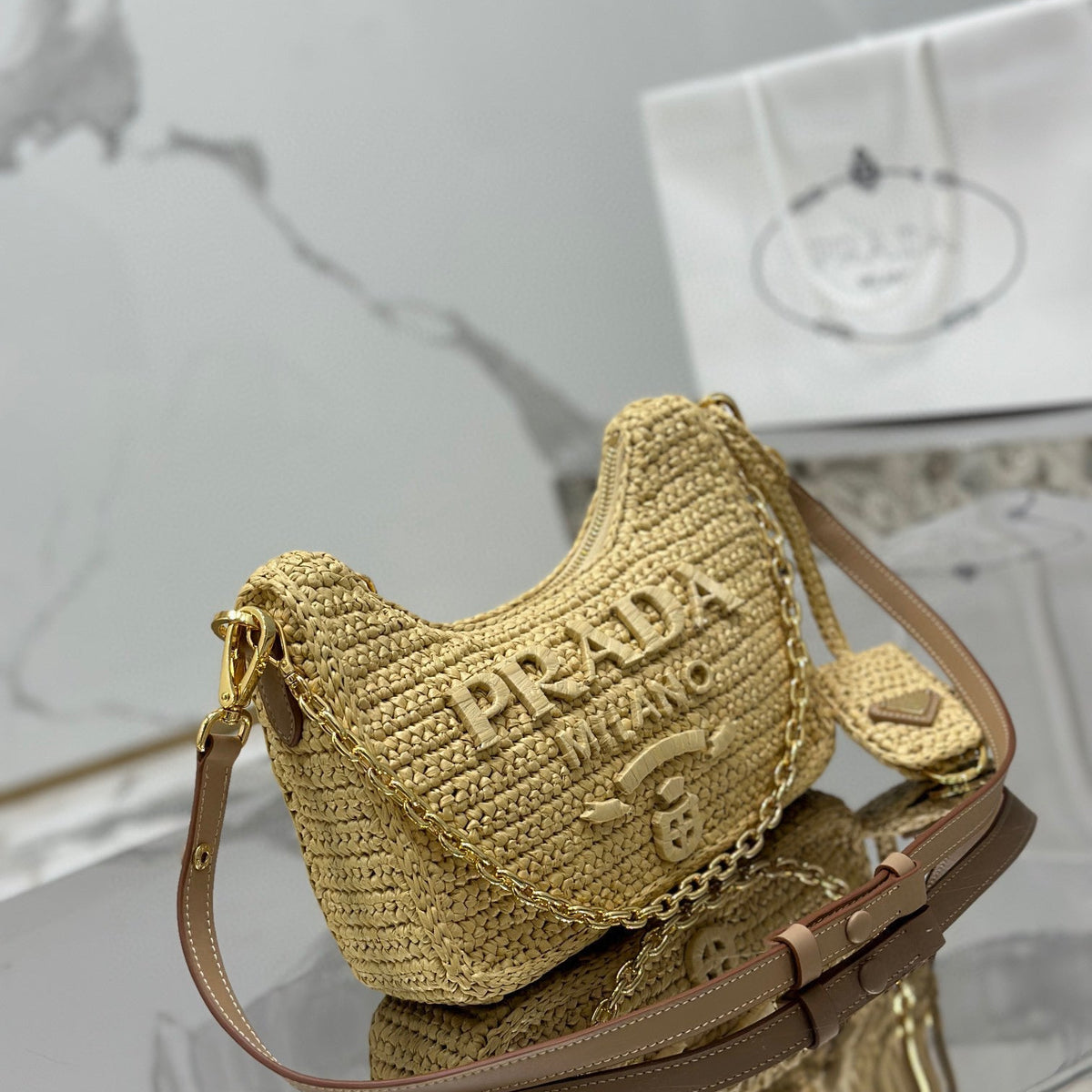 Bags- Pd Re-edition Crochet Mini Bag Luxury Designer Leather Handbag