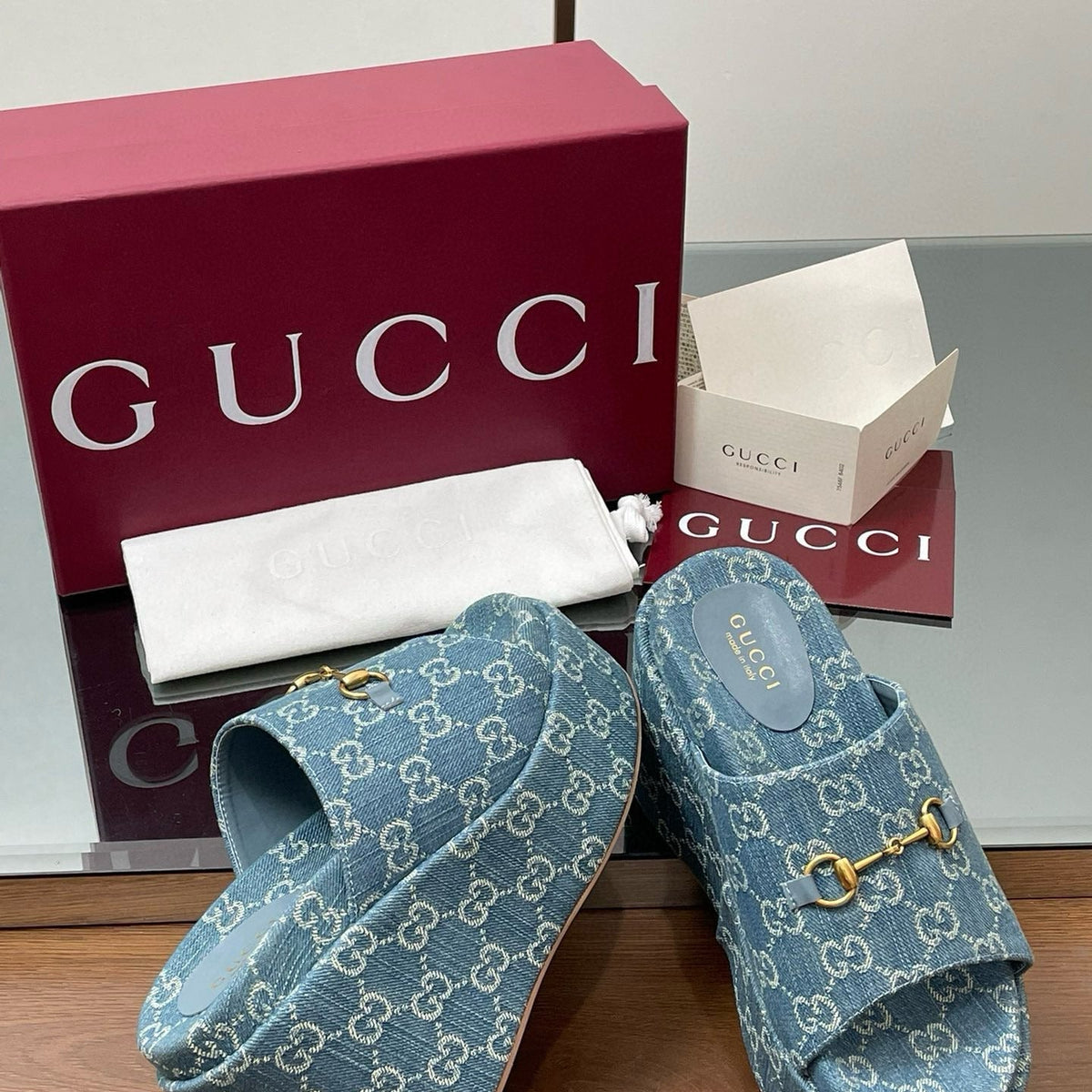 Gucci Shoes- Gucci Wedge Sandals Premium Designer Casual Shoes