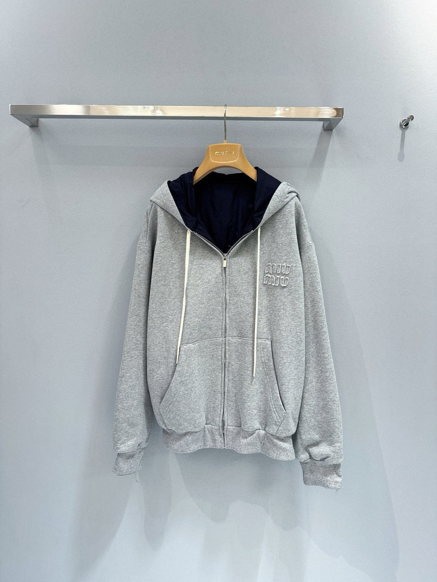 Hoodies- Miu M Zip Hoodie Premium Designer Casual Hoodie